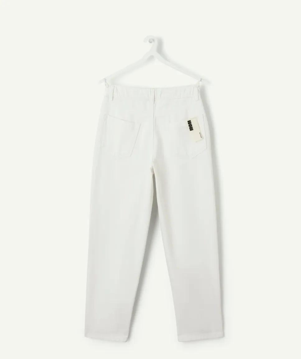 Pantalon fille mom blanc