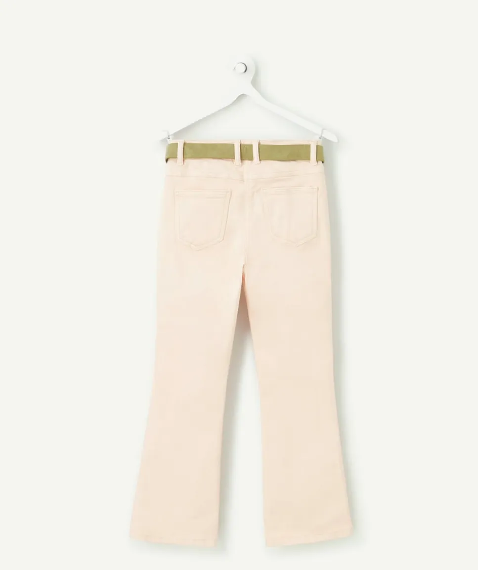 Pantalon flare fille rose avec ceinture