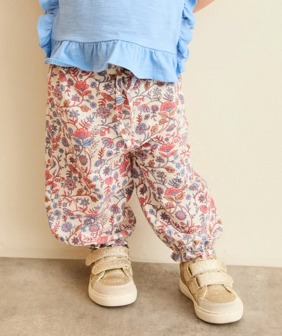 Pantalon fluide bébé fille imprimé floral