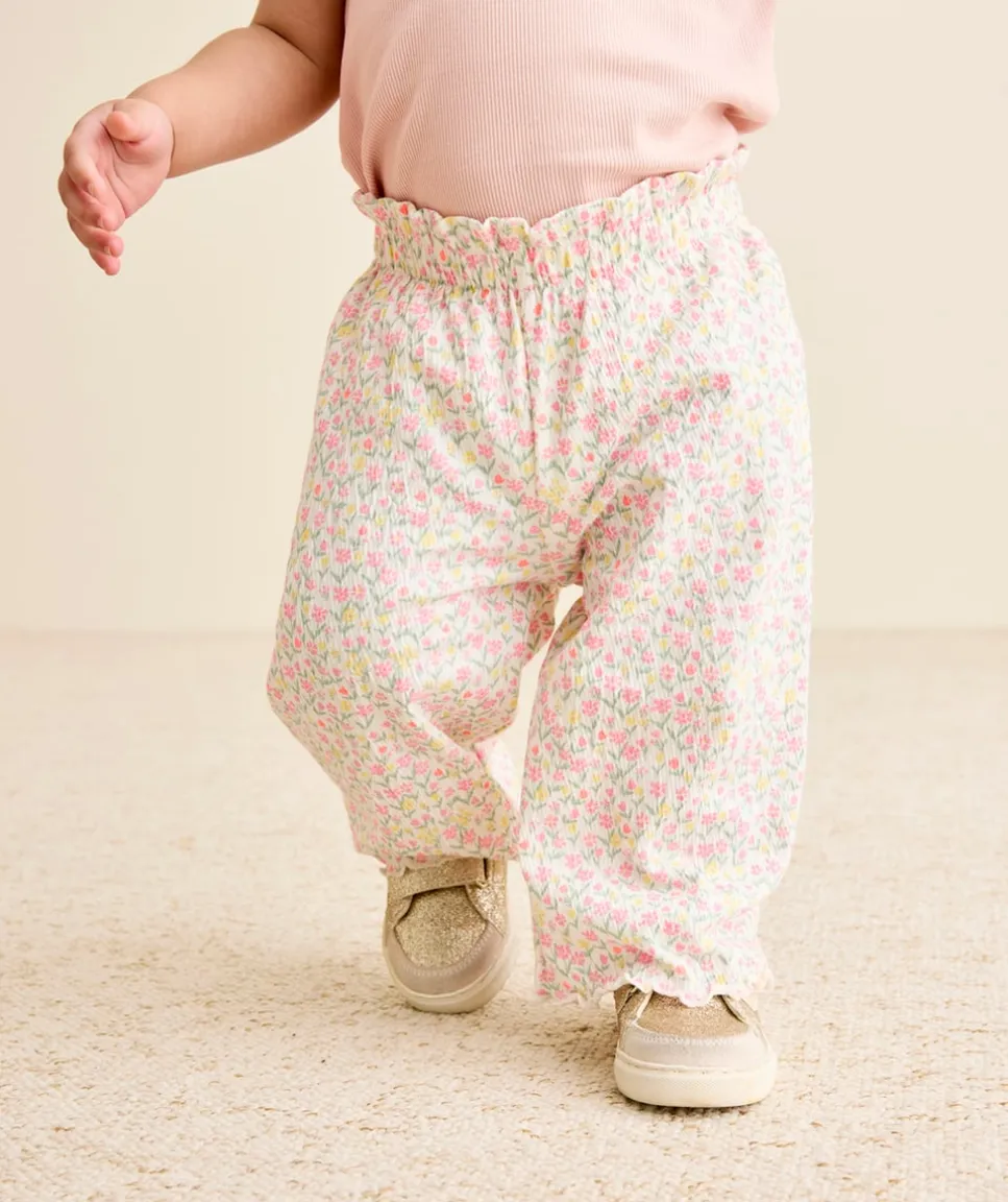 Pantalon fluide bébé fille large imprimé floral