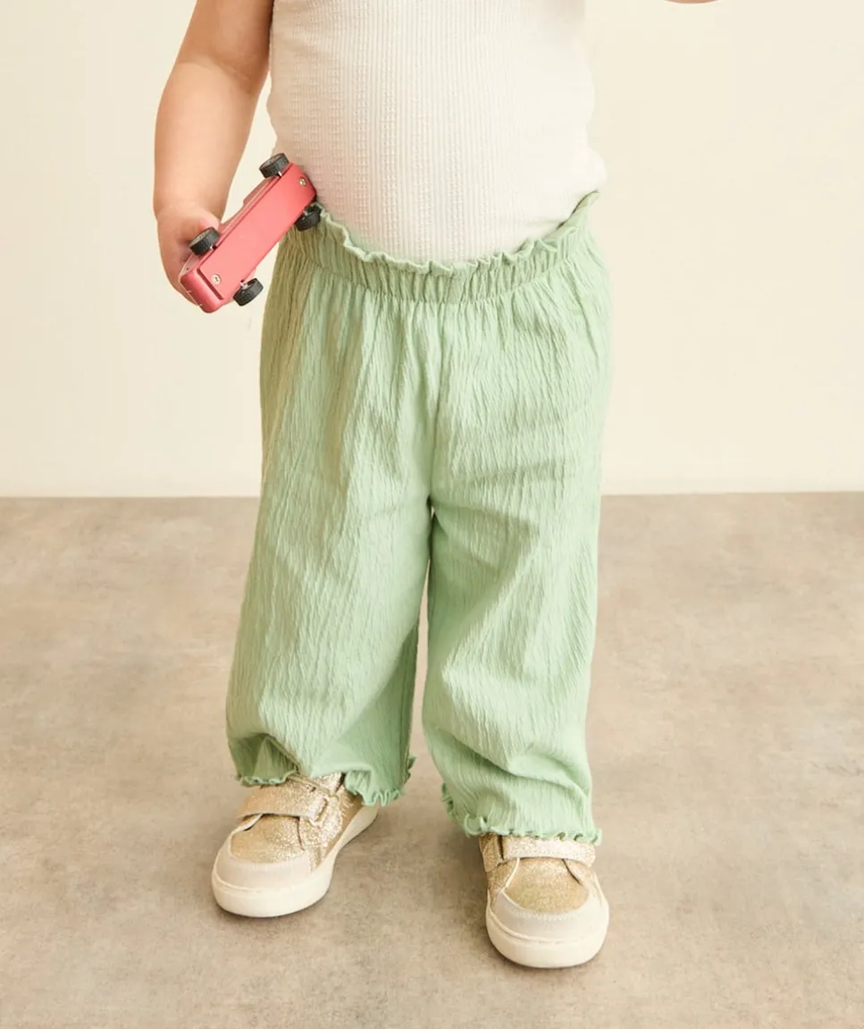 Pantalon fluide bébé fille vert
