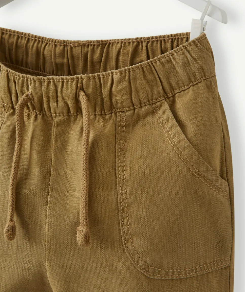 Pantalon fluide bébé garçon kaki avec poches