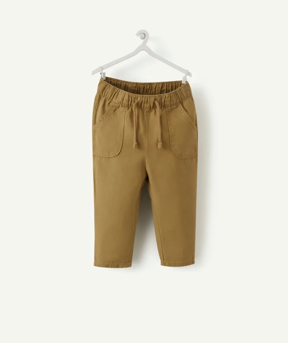 Pantalon fluide bébé garçon kaki avec poches