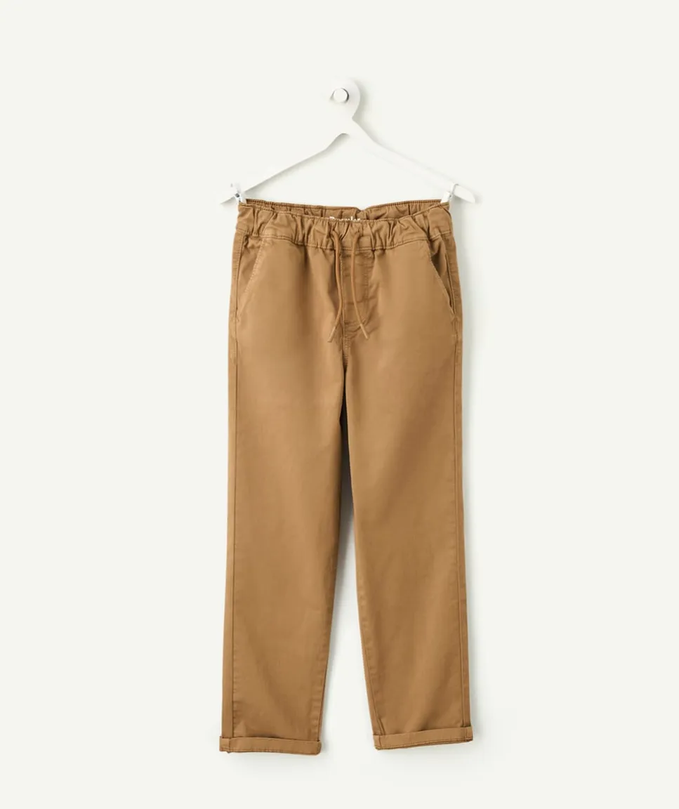 Pantalon garçon droit camel en coton