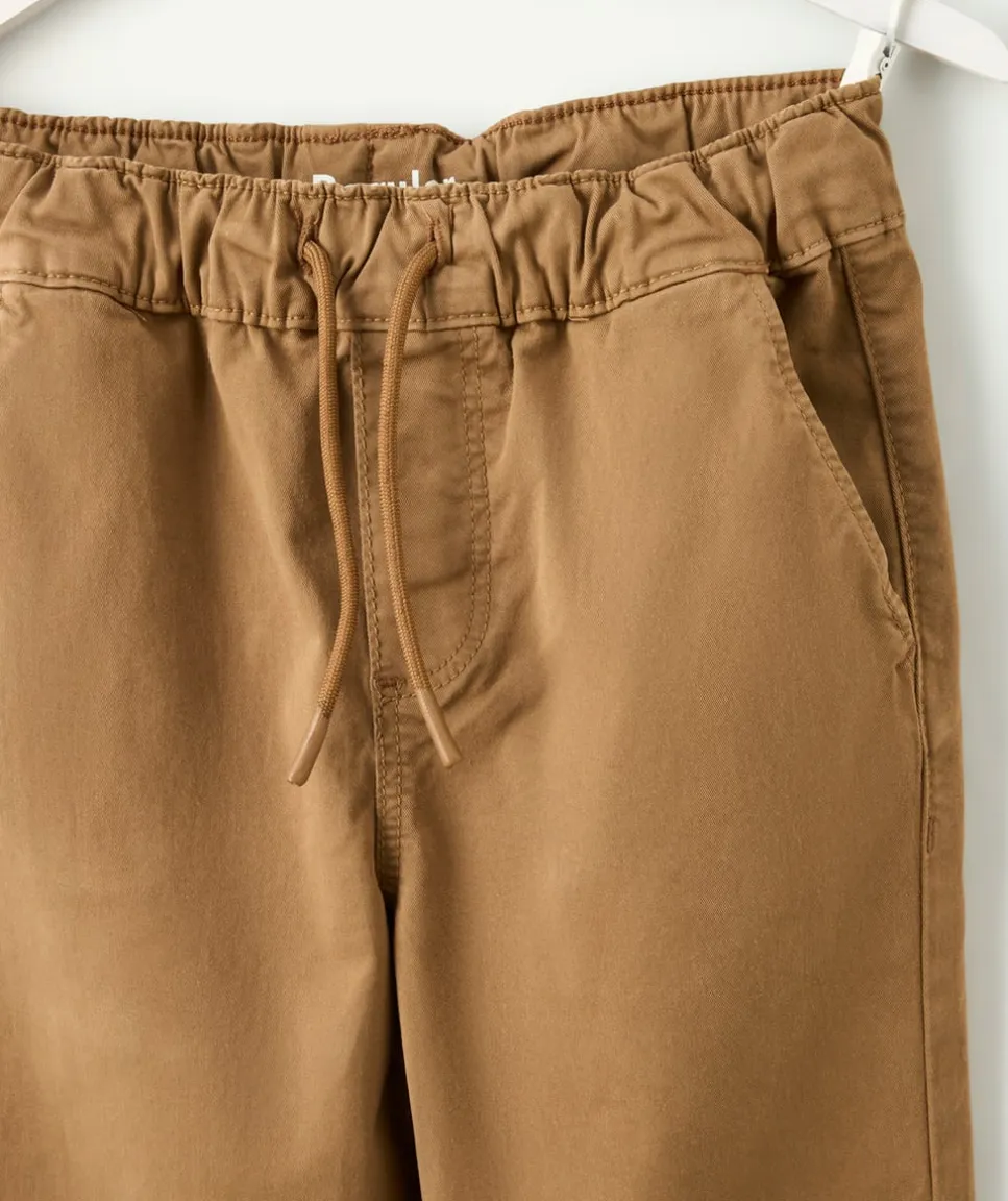 Pantalon garçon droit camel en coton