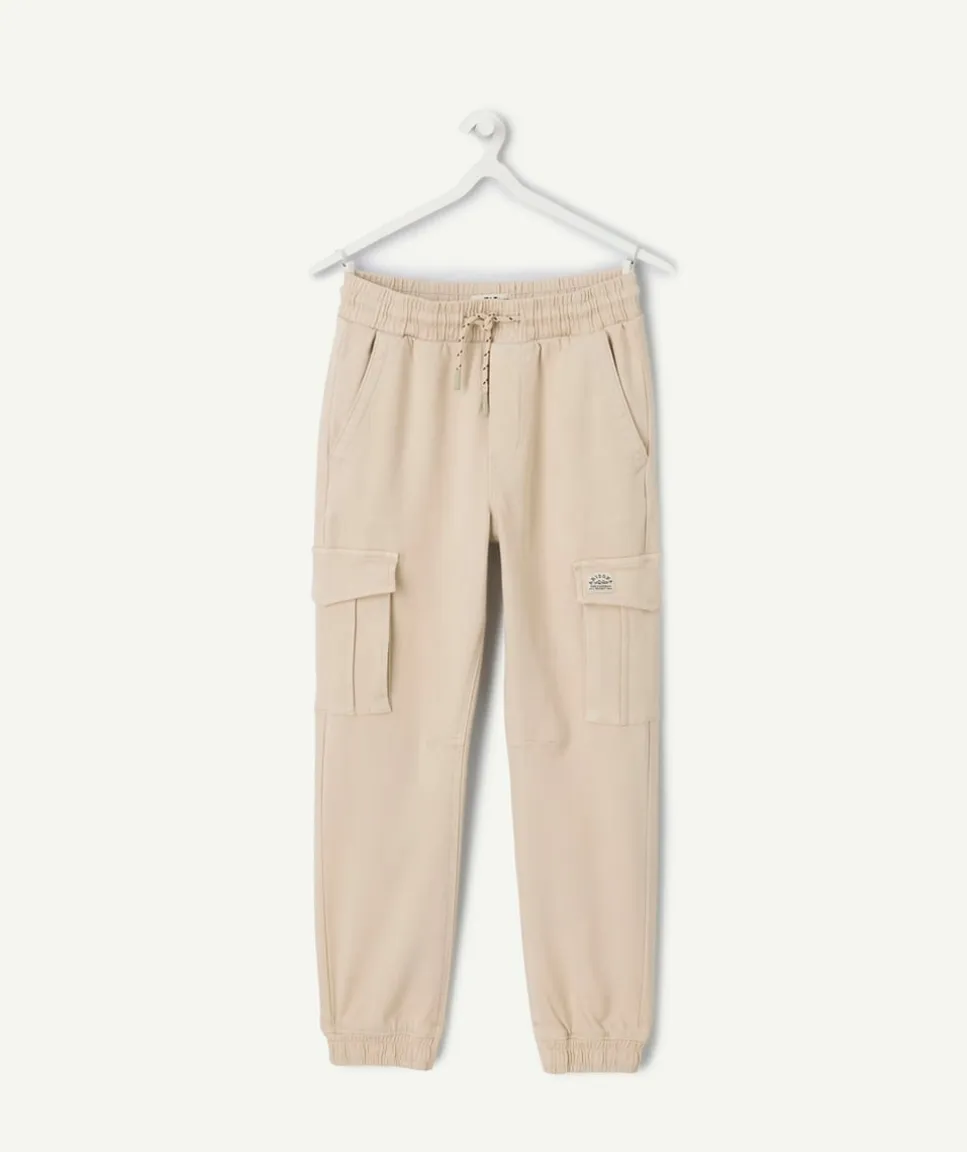 Pantalon garçon jogger style cargo beige