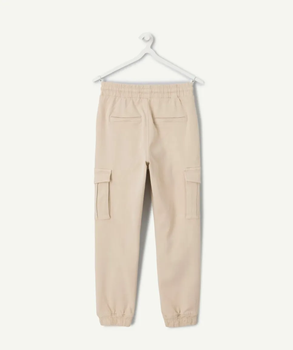 Pantalon garçon jogger style cargo beige