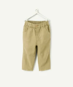 Pantalon garçon kaki à taille élastique