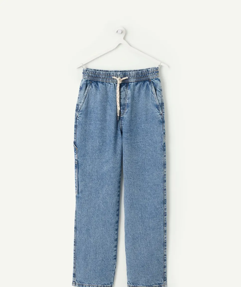 Pantalon garçon large denim foncé