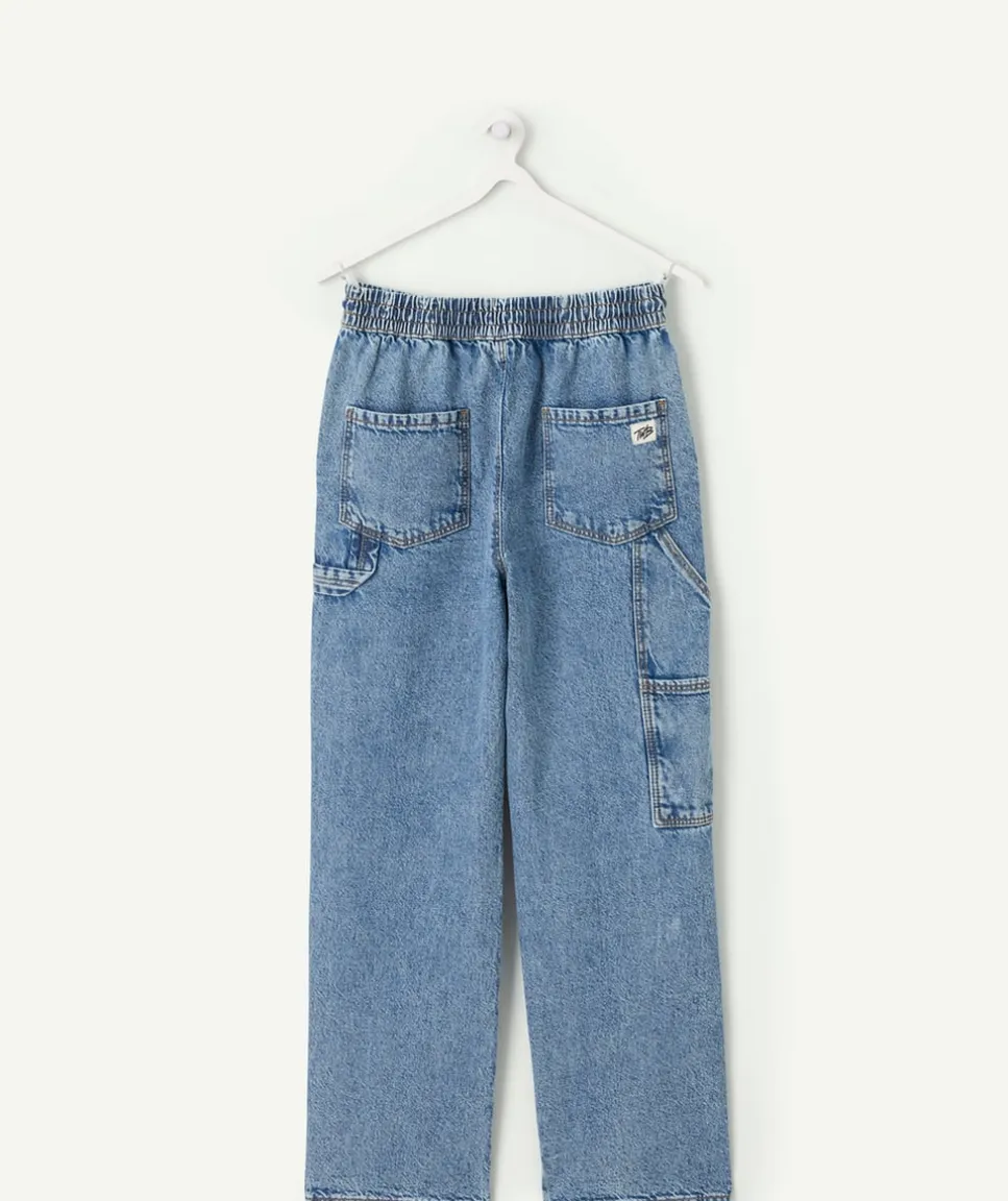 Pantalon garçon large denim foncé