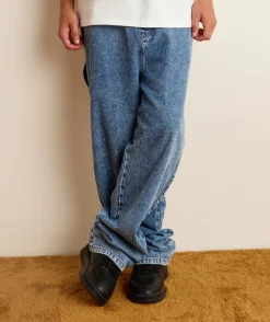 Pantalon garçon large denim foncé