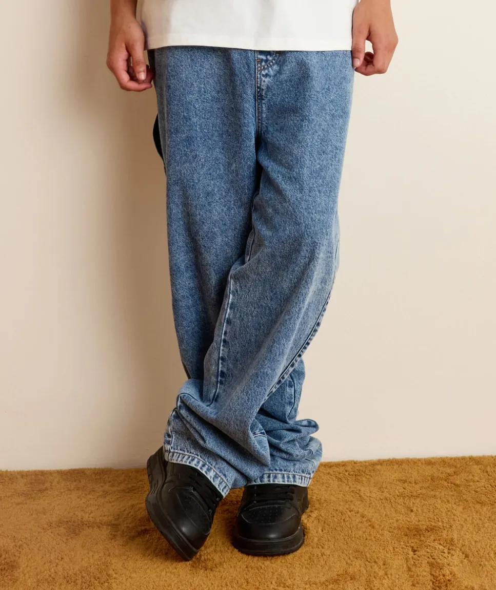 Pantalon garçon large denim foncé
