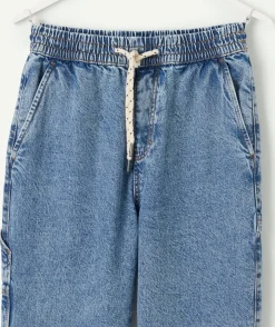 Pantalon garçon large denim foncé