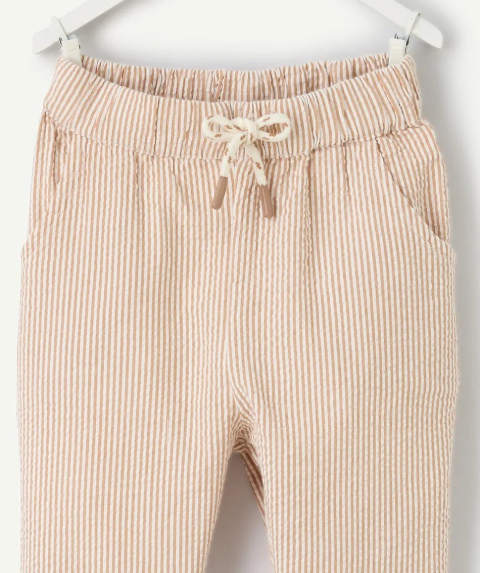 Pantalon garçon rayé beige