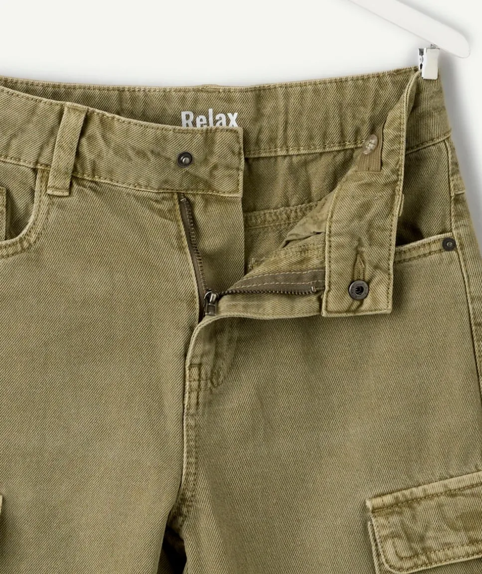 Pantalon garçon relax kaki