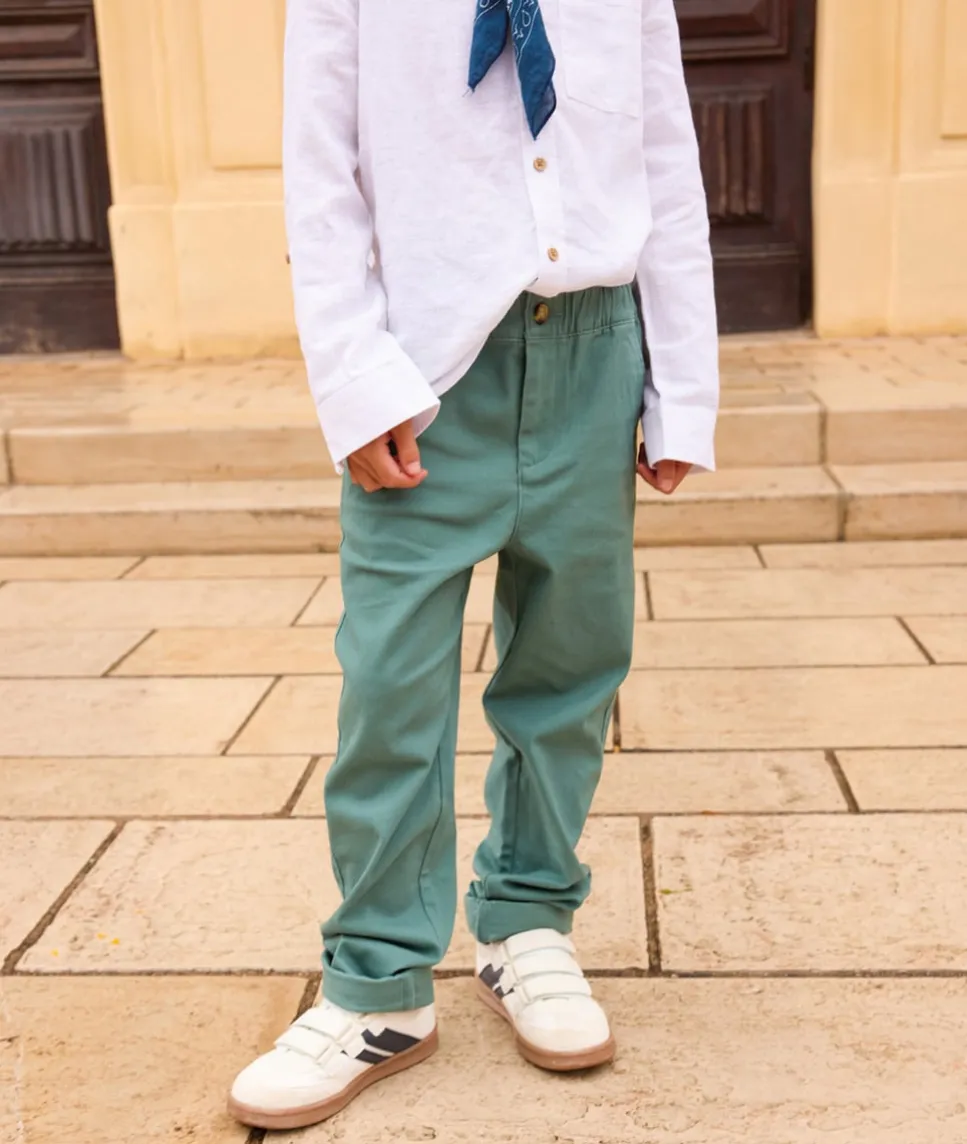 Pantalon garçon relax vert