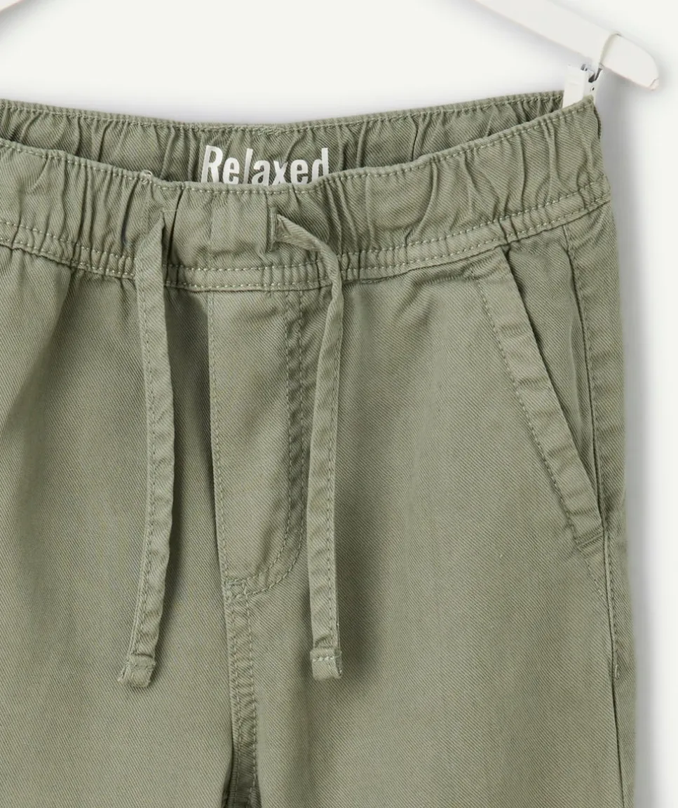Pantalon garçon relax vert kaki