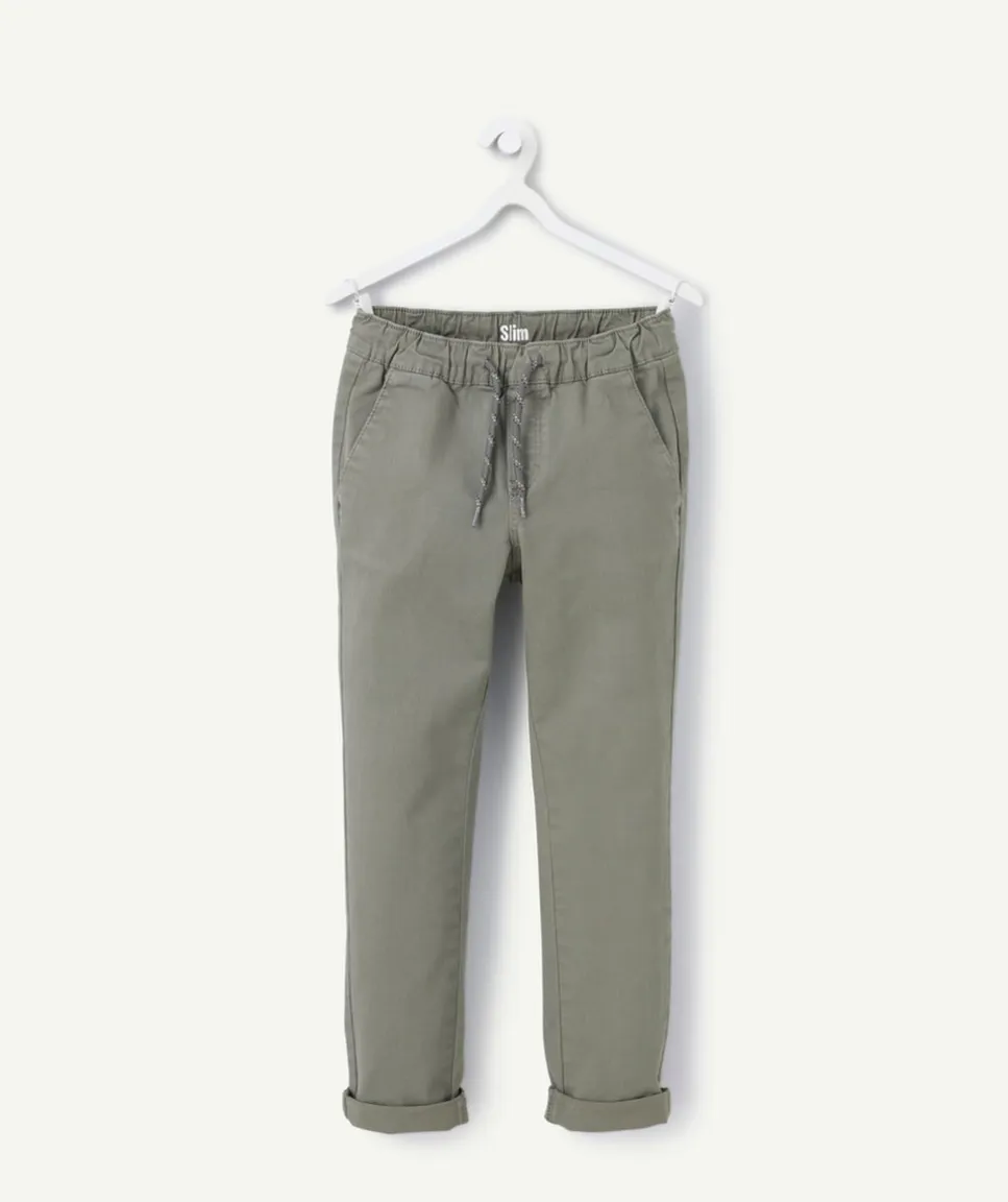 Pantalon garçon slim kaki