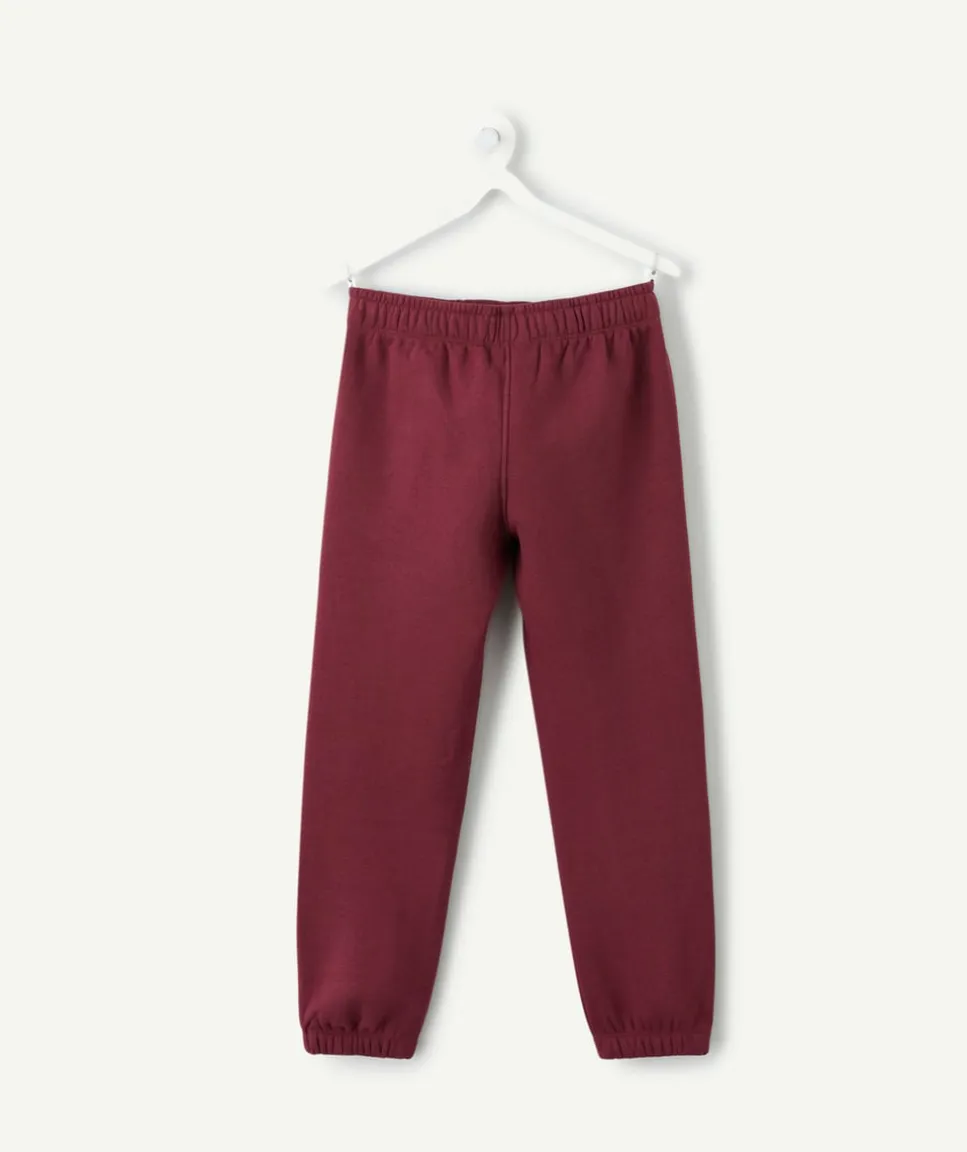 Pantalon jogging garçon bordeaux message côté
