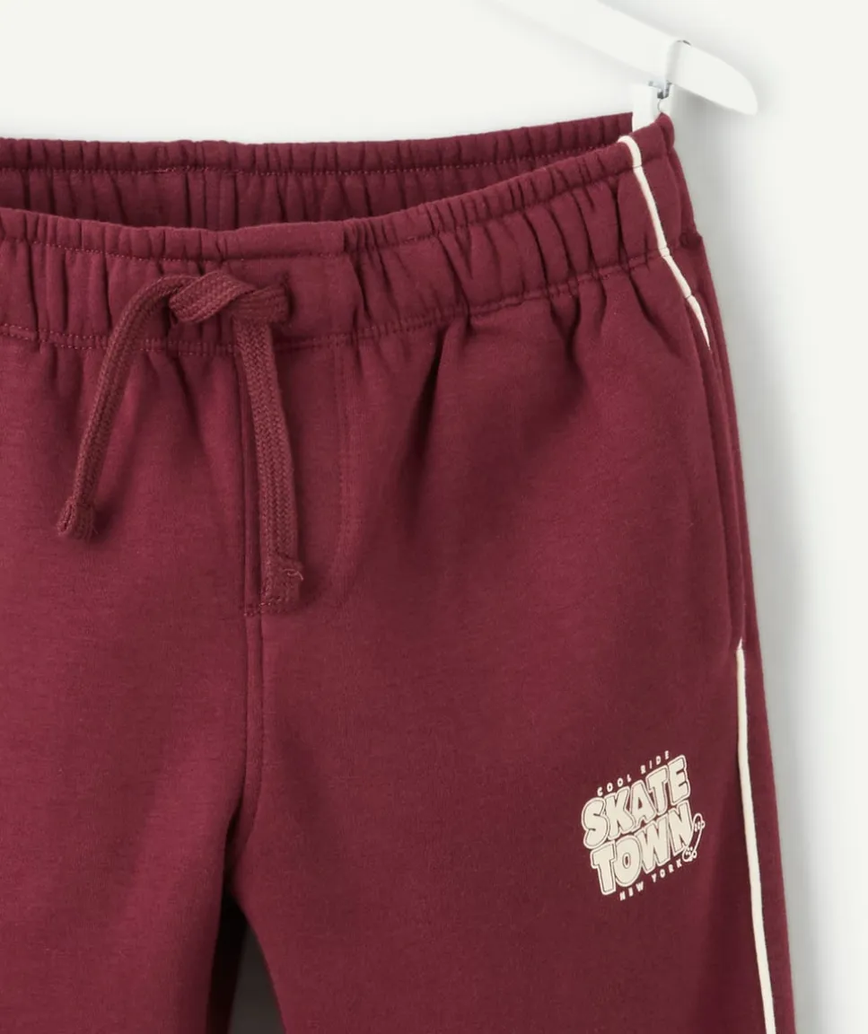 Pantalon jogging garçon bordeaux message côté