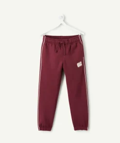 Pantalon jogging garçon bordeaux message côté