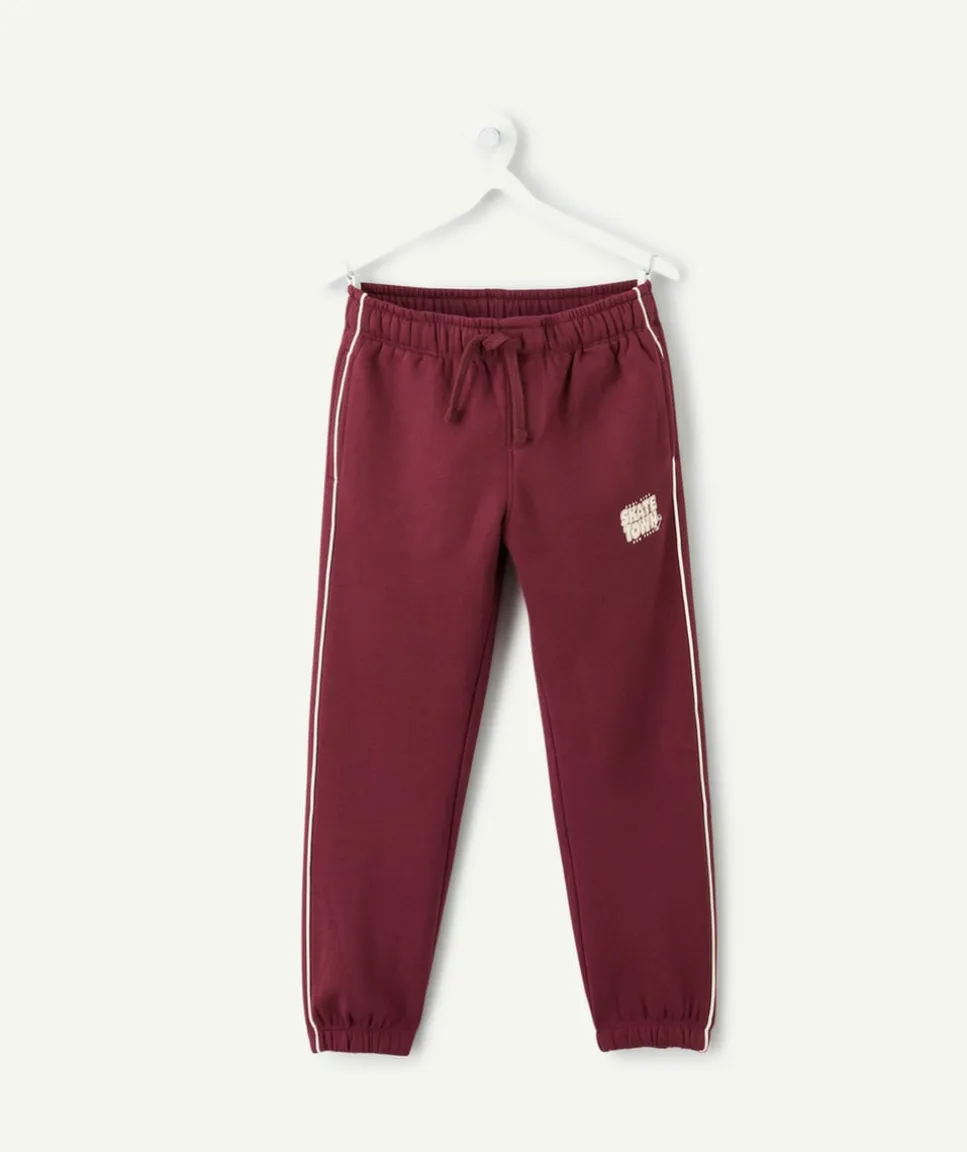 Pantalon jogging garçon bordeaux message côté