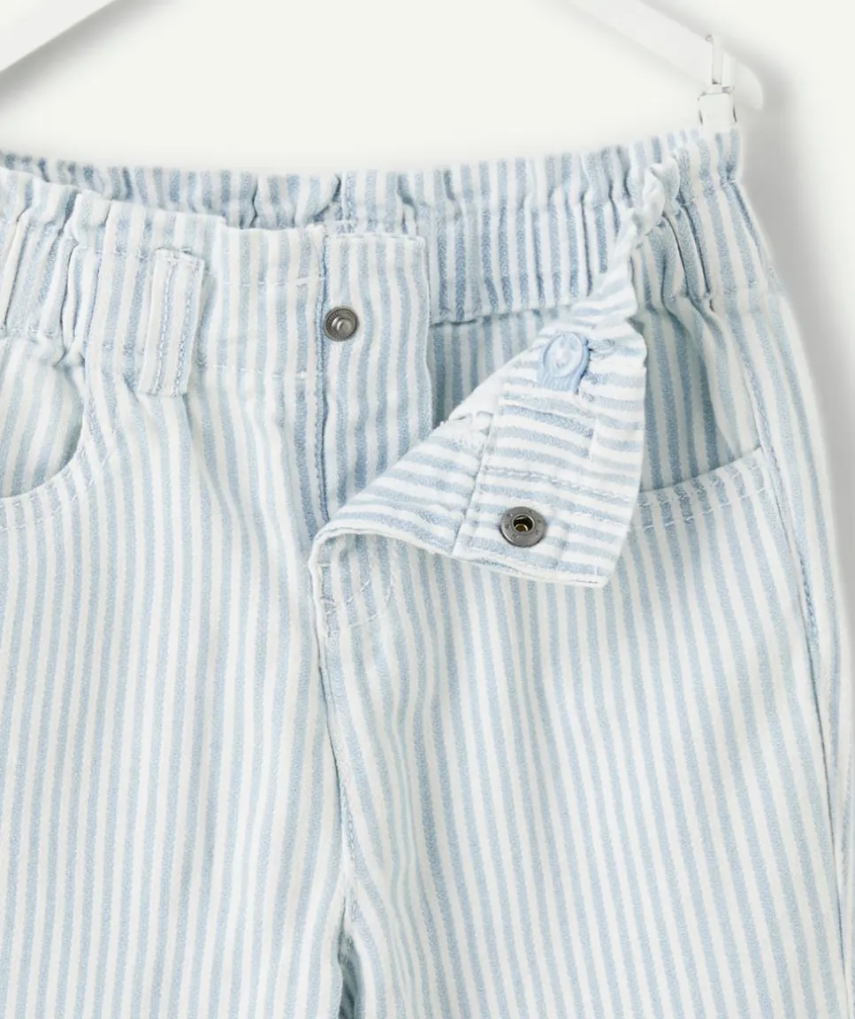 Pantalon large bébé fille rayé bleu