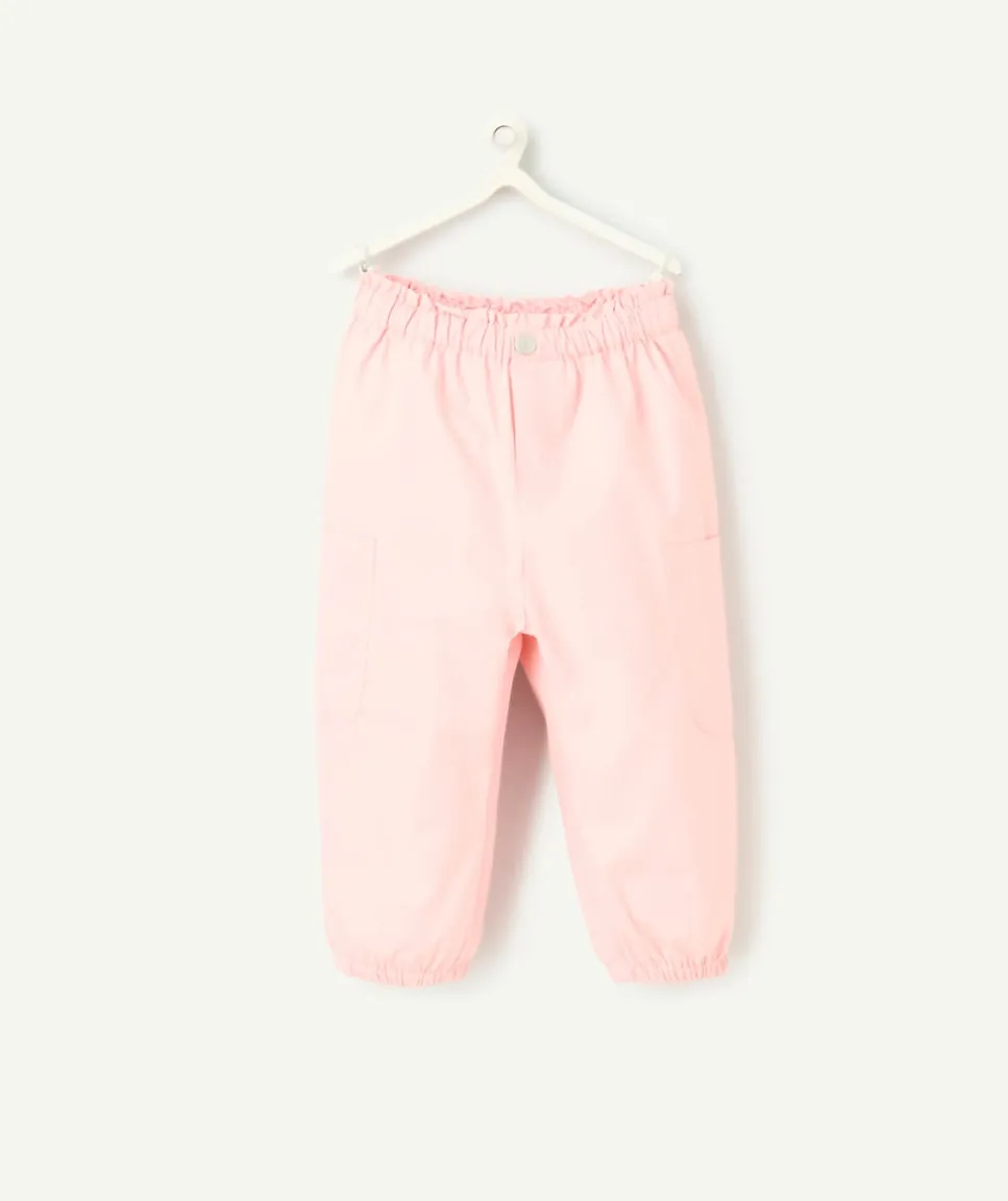 Pantalon large cargo bébé fille ultra léger rose