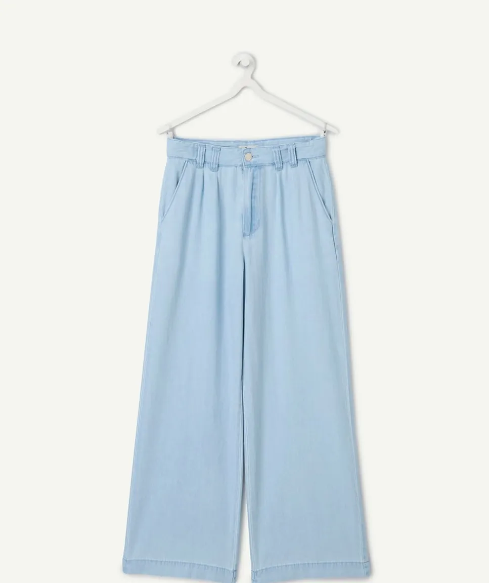 Pantalon large fille denim bleu
