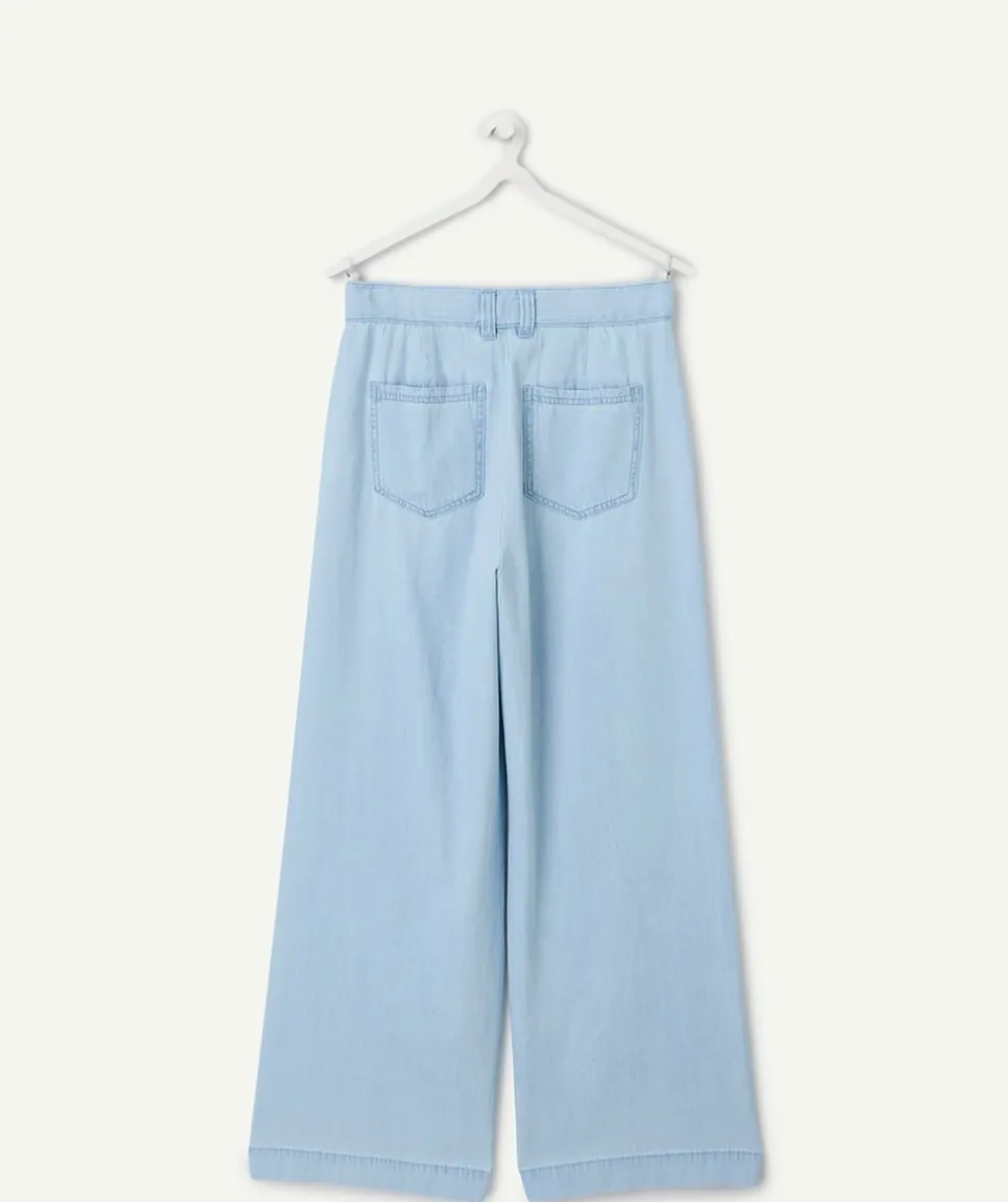 Pantalon large fille denim bleu