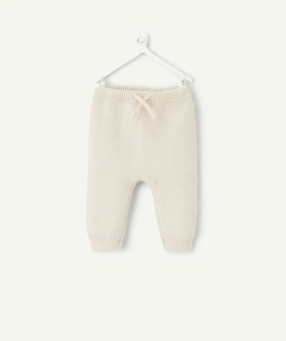Pantalon naissance garçon en tricot écru