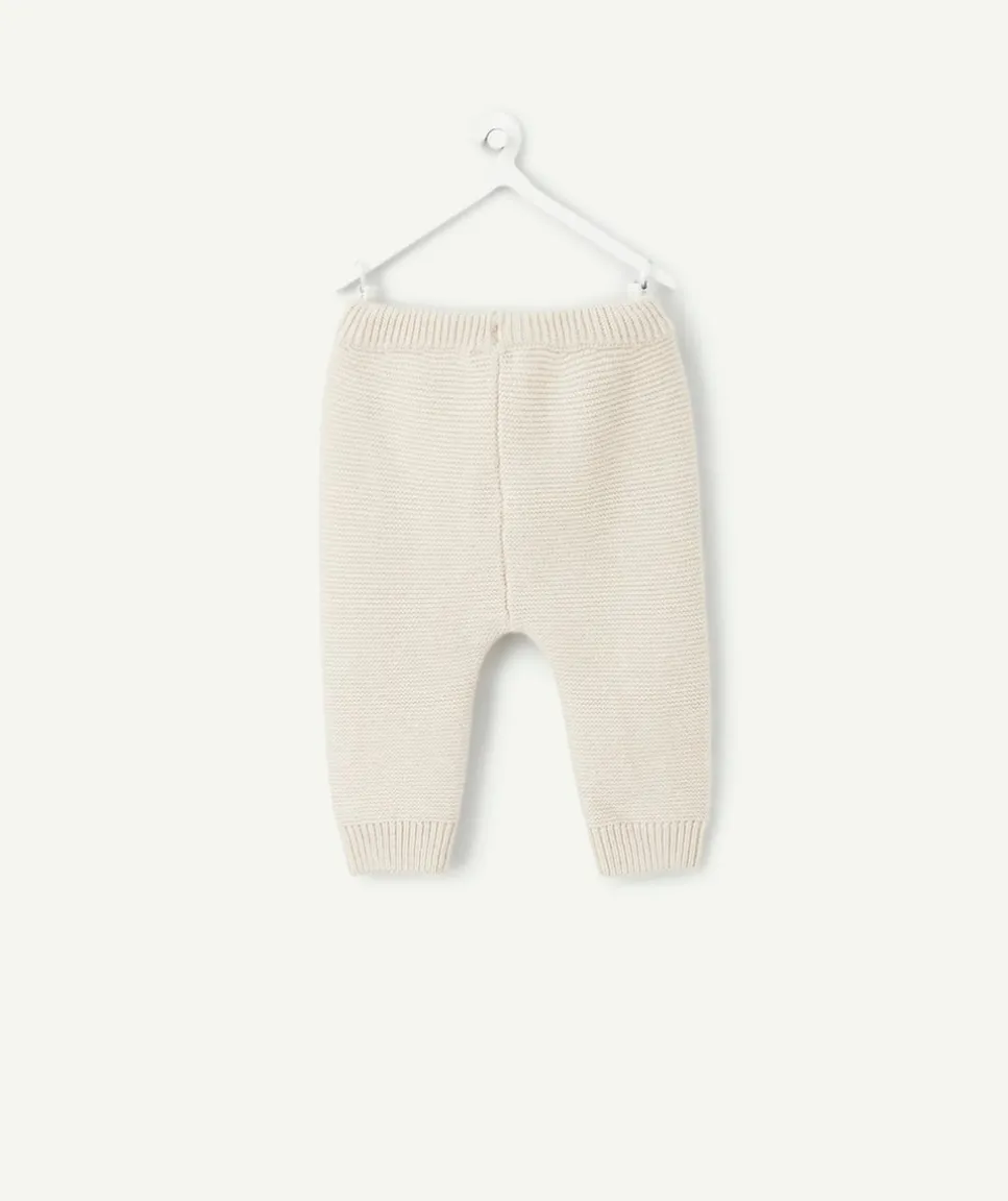 Pantalon naissance garçon en tricot écru