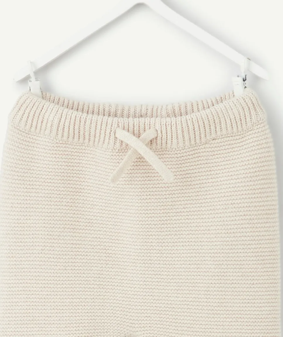 Pantalon naissance garçon en tricot écru
