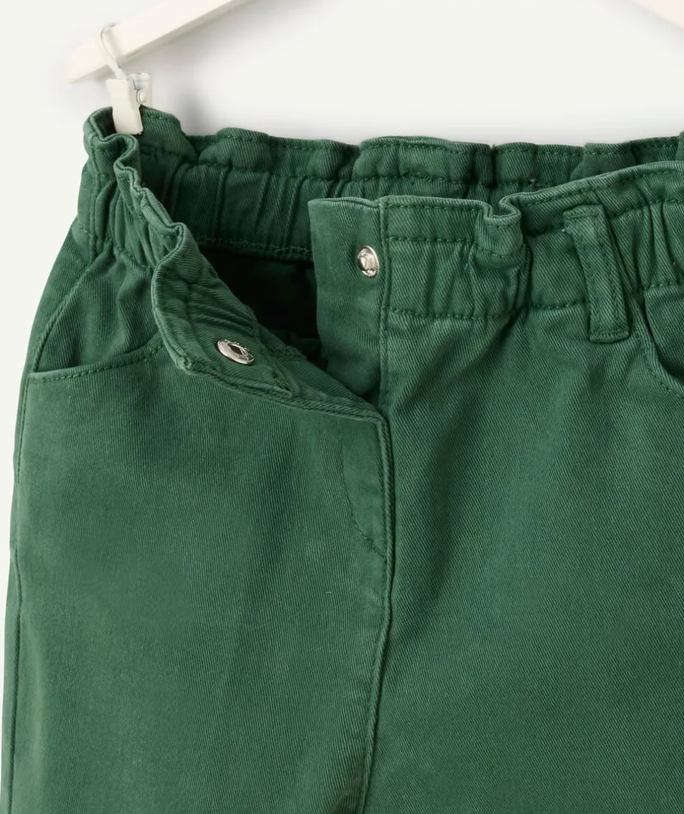 Pantalon relax bébé fille en fibres recyclées vert