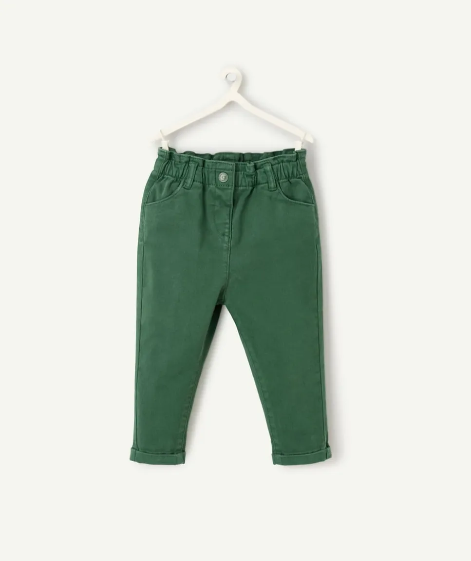 Pantalon relax bébé fille en fibres recyclées vert