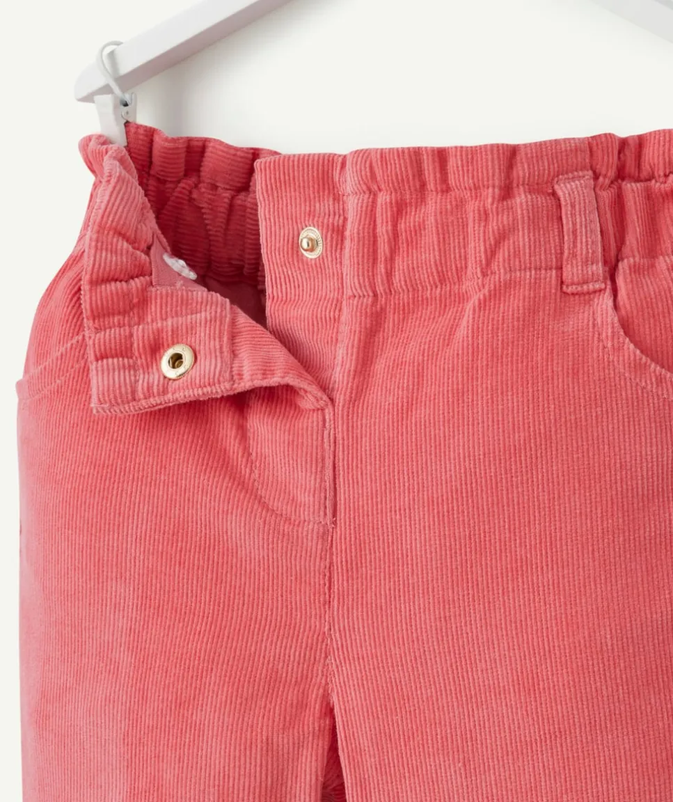 Pantalon relax bébé fille en velours côtelé rose