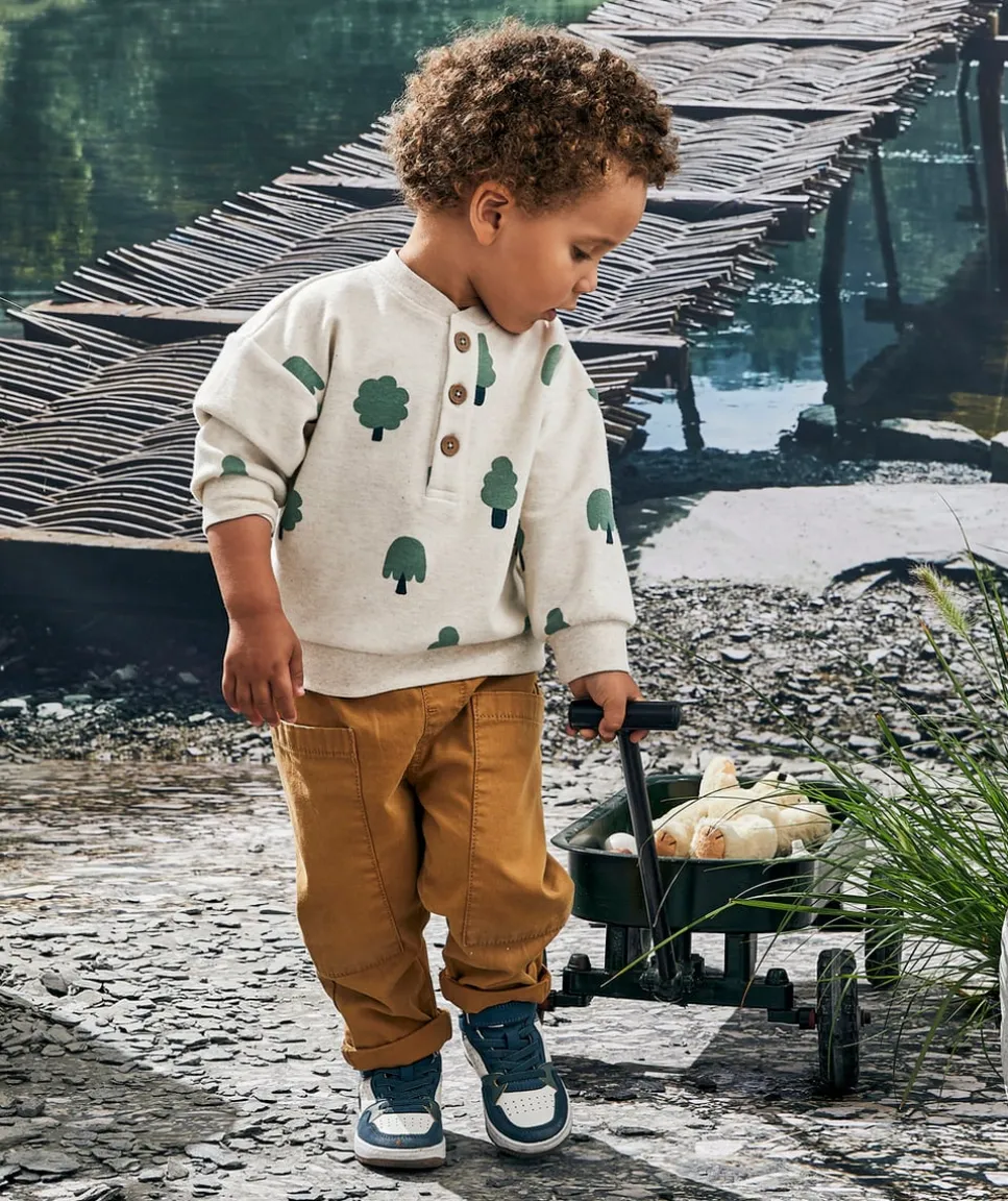 Pantalon relax bébé garçon camel avec grandes poches