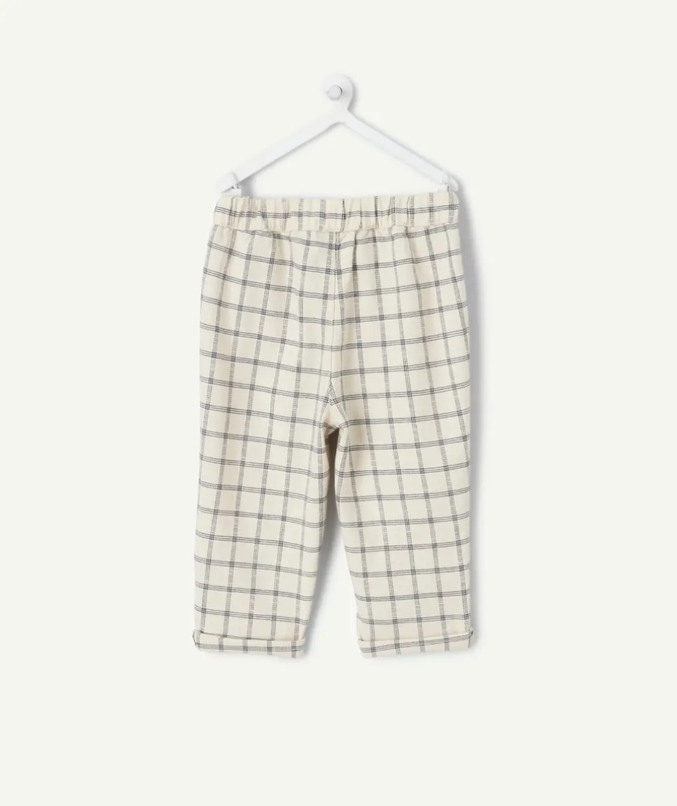 Pantalon relax bébé garçon écru à carreaux