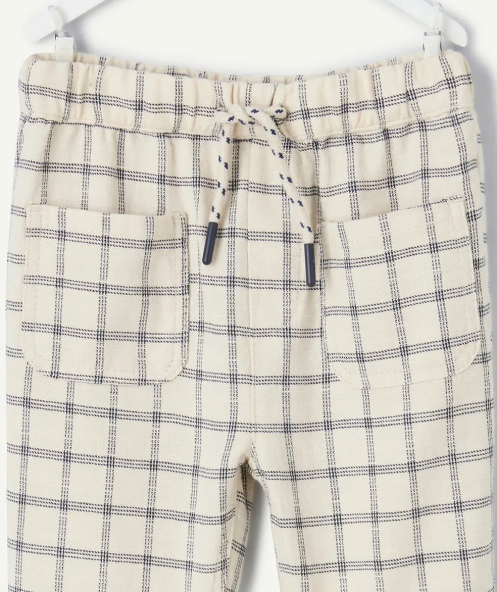 Pantalon relax bébé garçon écru à carreaux