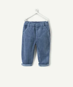 Pantalon relax bébé garçon effet velours bleu