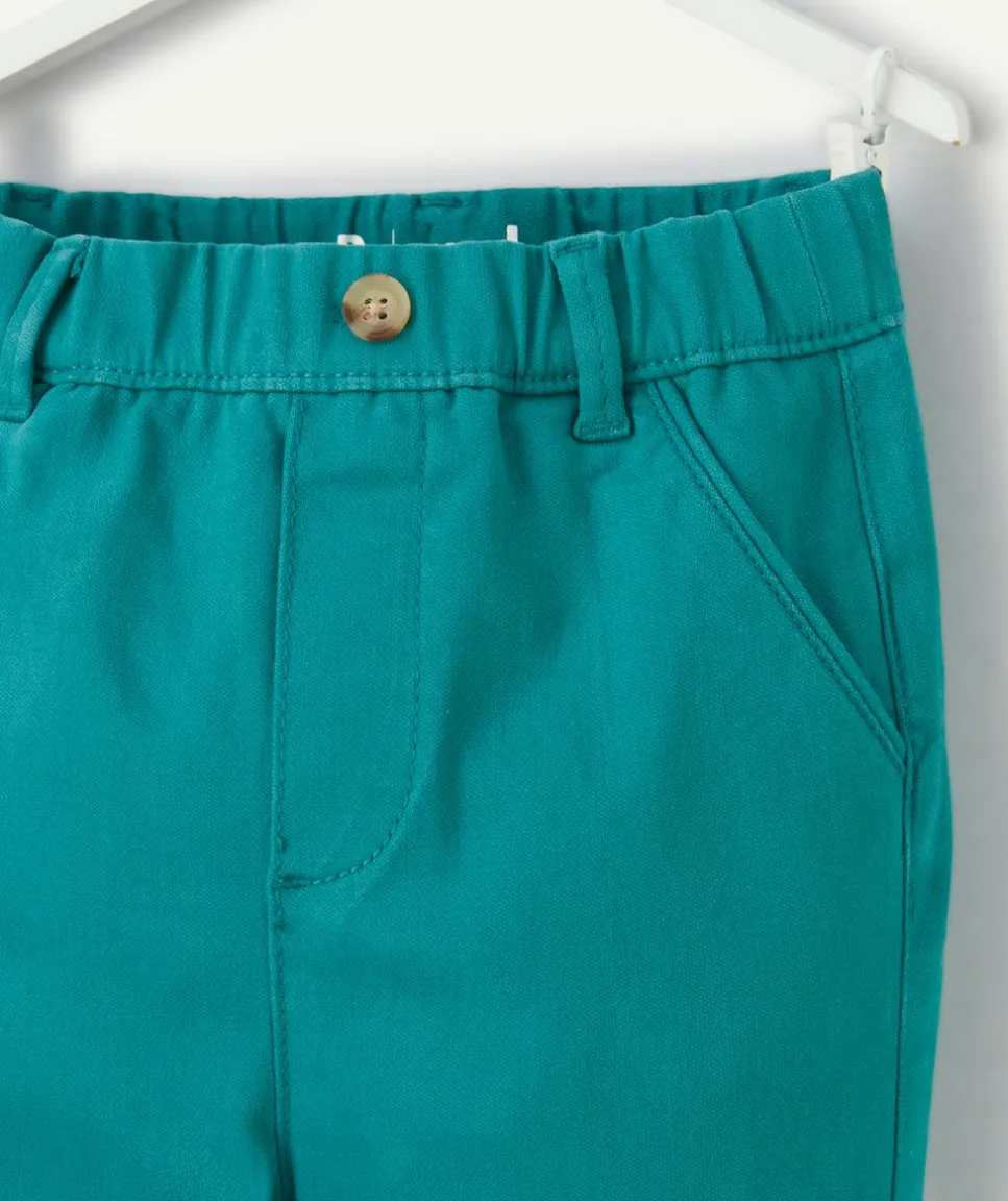 Pantalon relax bébé garçon vert avec revers