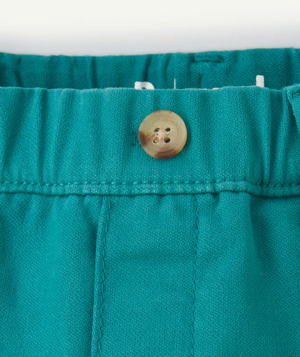Pantalon relax bébé garçon vert avec revers
