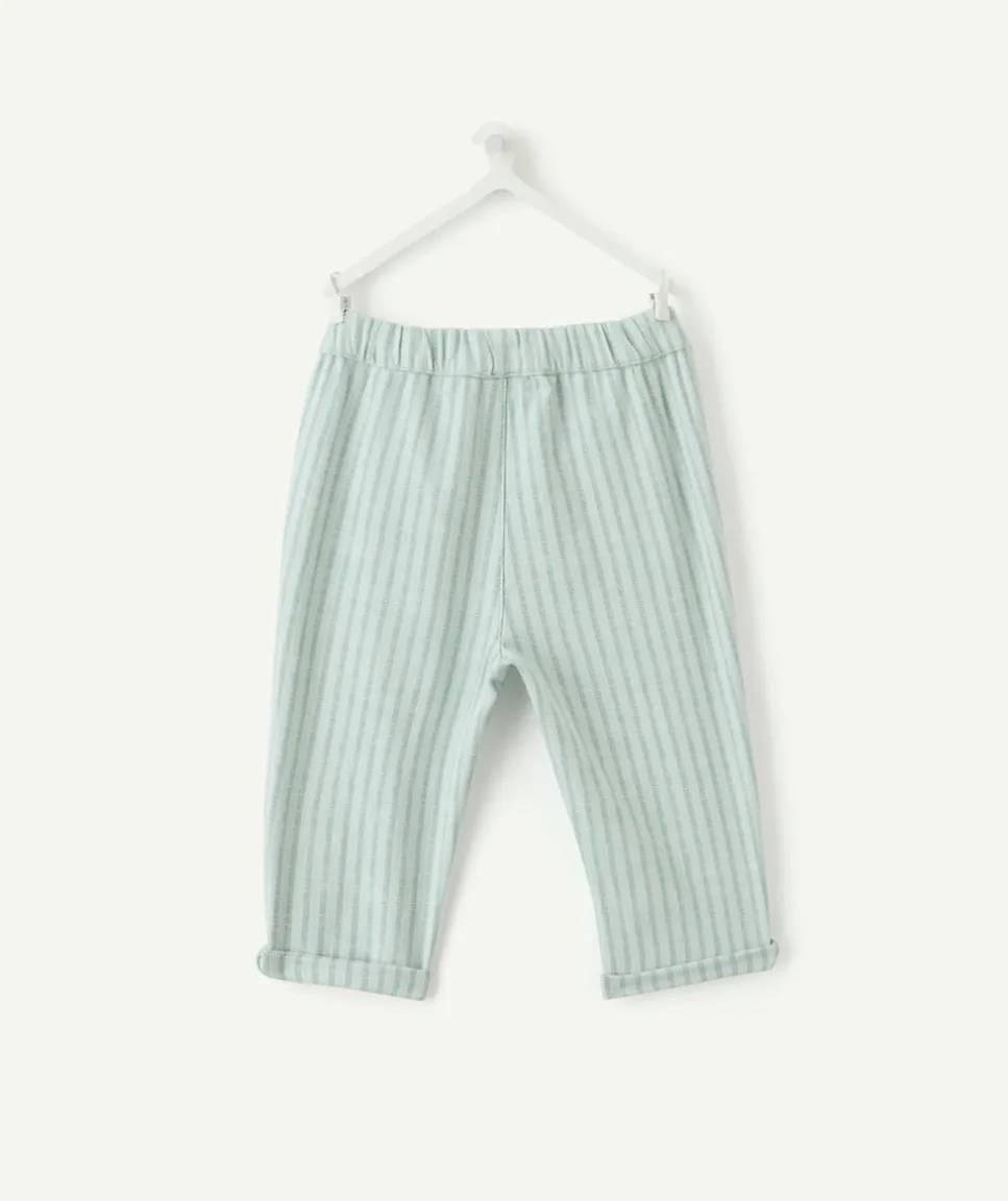 Pantalon relax bébé garçon vert rayé
