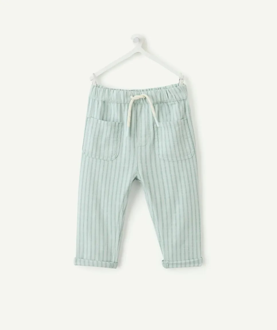 Pantalon relax bébé garçon vert rayé