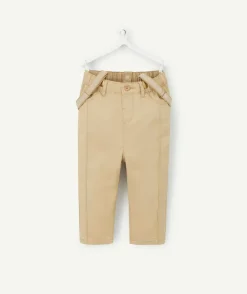 Pantalon relaxed bébé garçon beige avec bretelles amovibles