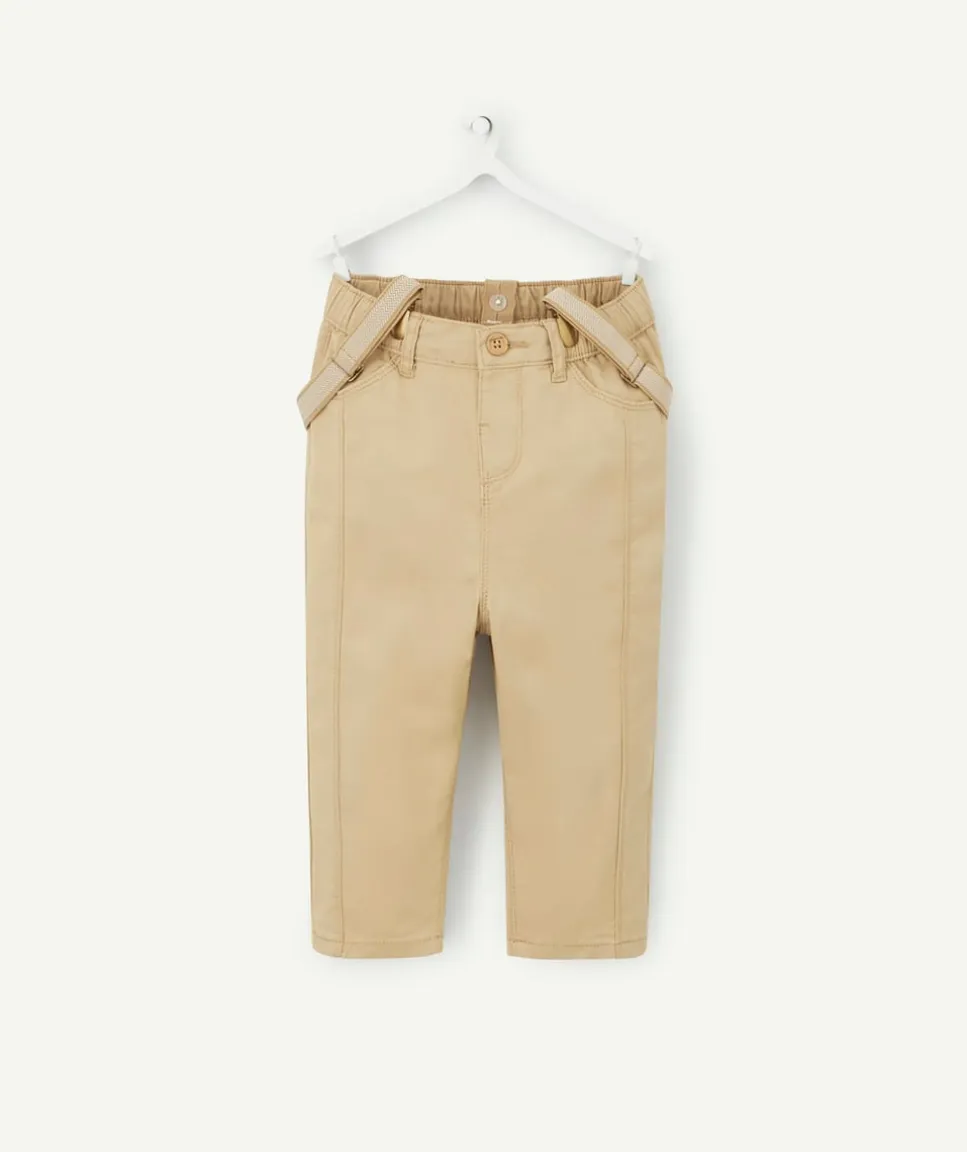 Pantalon relaxed bébé garçon beige avec bretelles amovibles