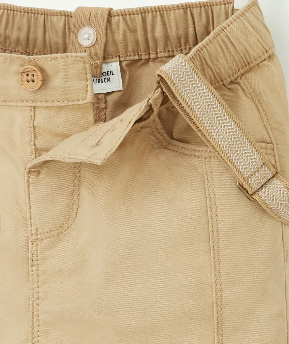 Pantalon relaxed bébé garçon beige avec bretelles amovibles