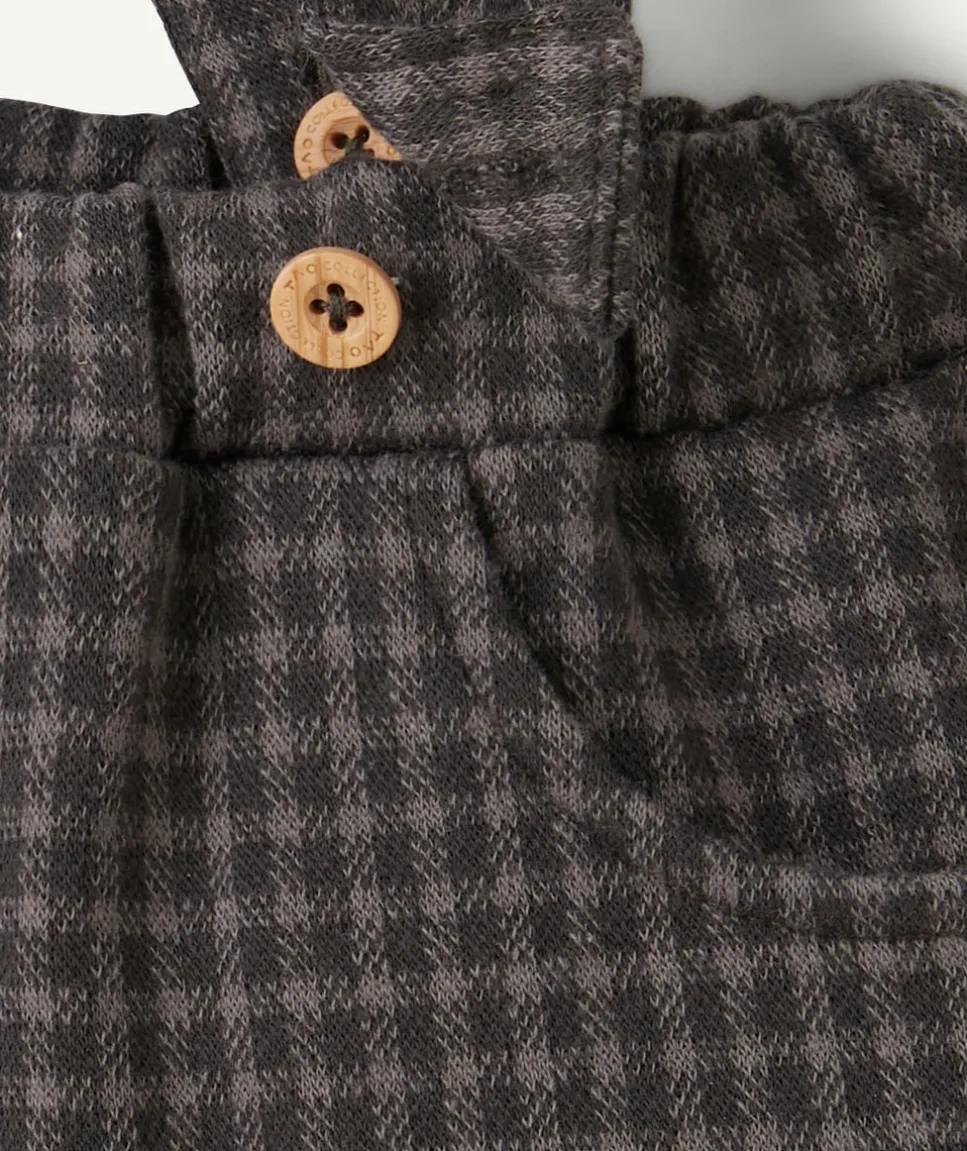 Pantalon sarouel bébé garçon à bretelles et carreaux