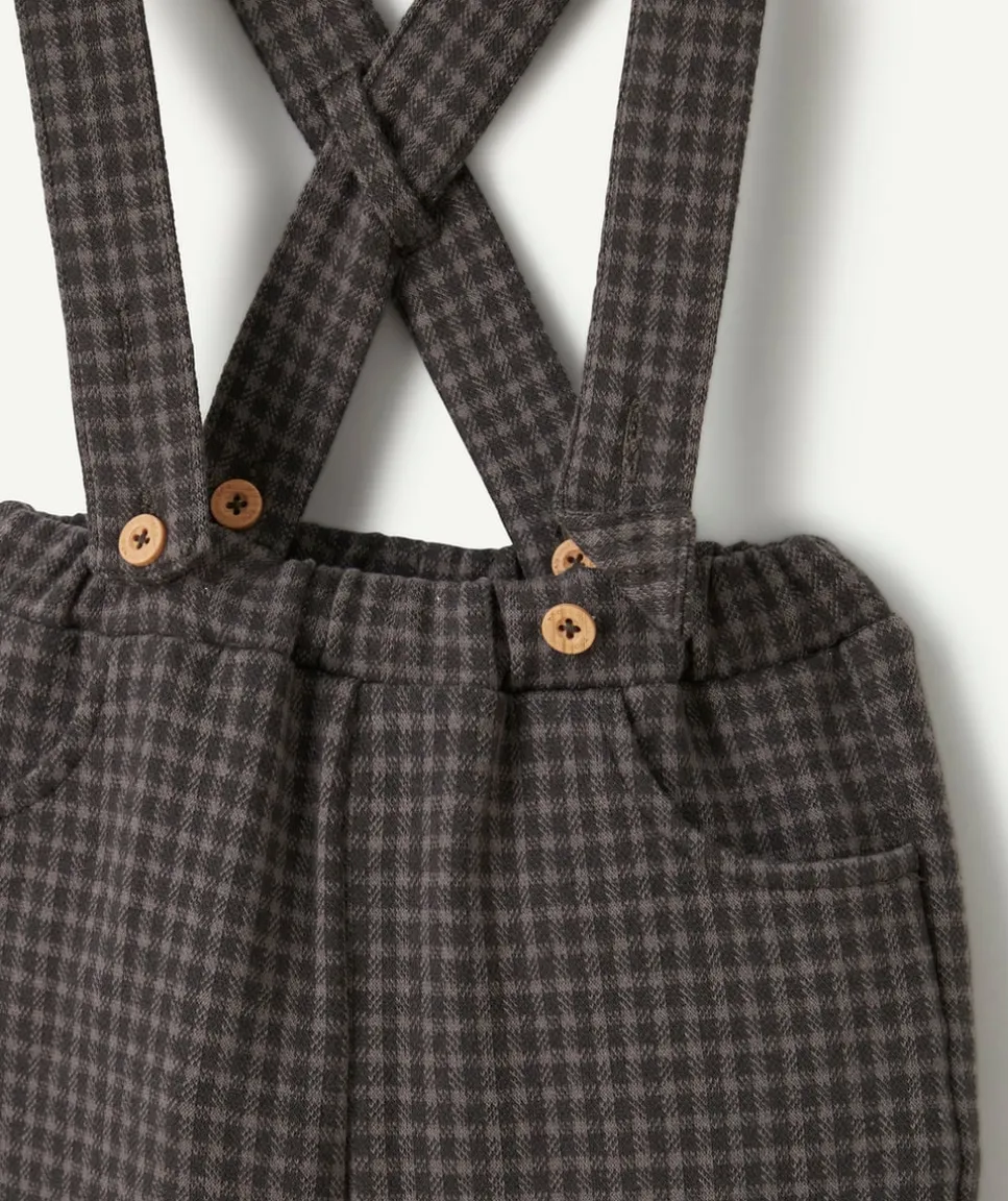 Pantalon sarouel bébé garçon à bretelles et carreaux