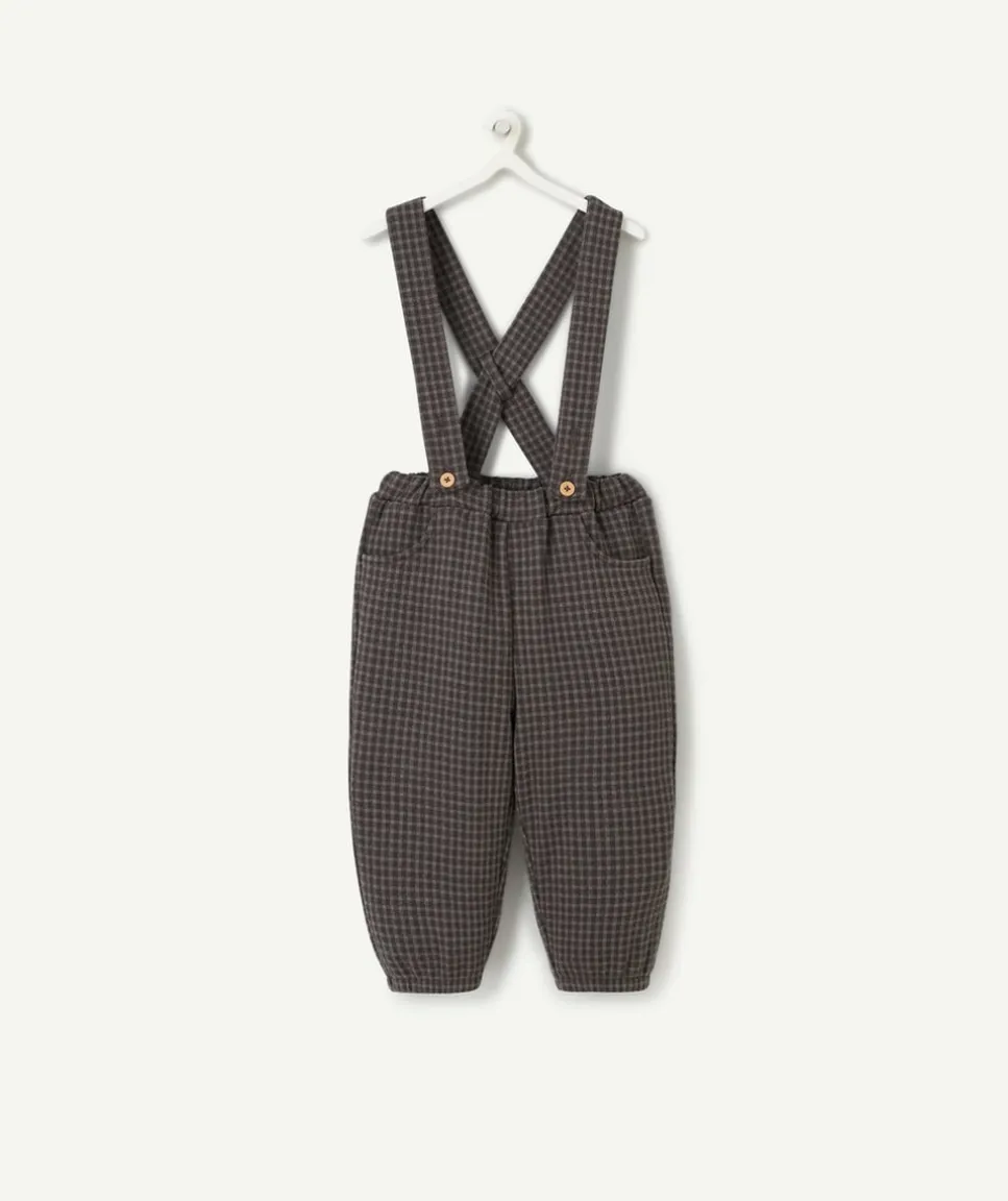 Pantalon sarouel bébé garçon à bretelles et carreaux